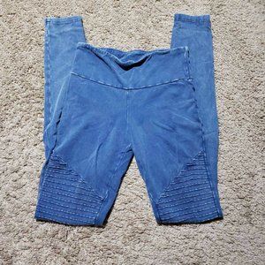 Cotton On Womens Moto Leggings Blue Distressed Pull On Stretch XS